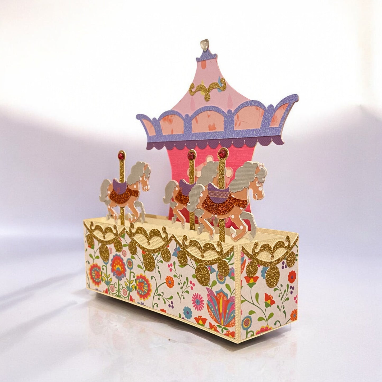 Horse carousel box card