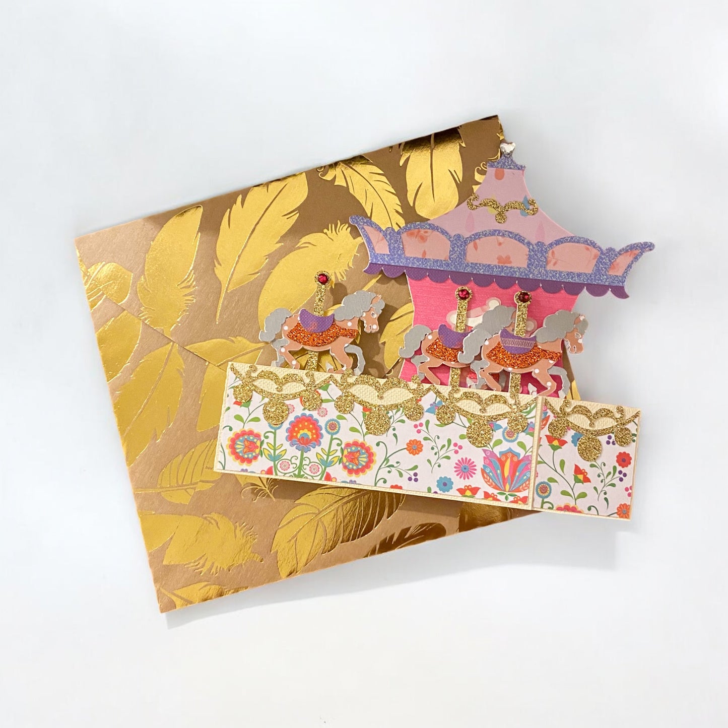 Horse carousel box card