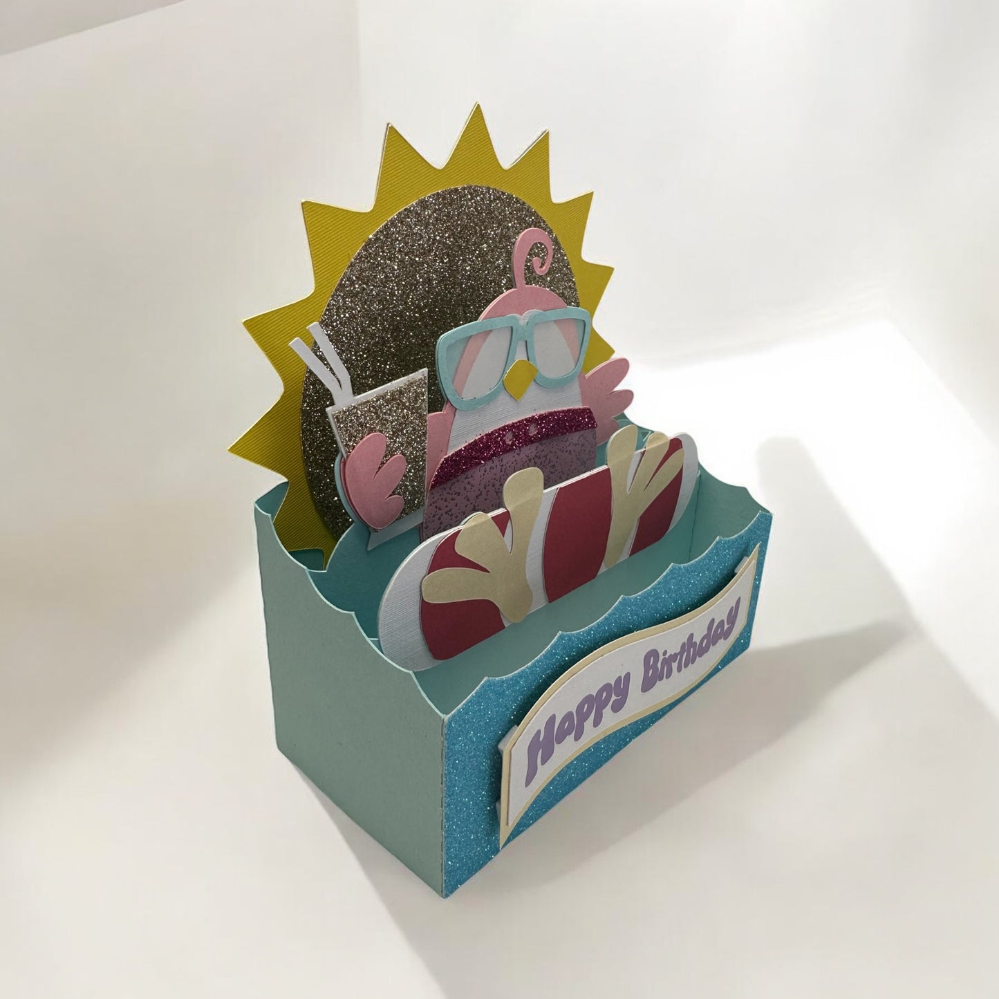 Pool penguin 3d birthday card