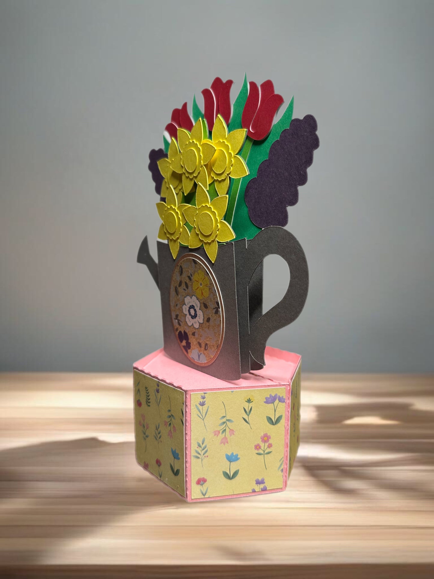 Flower pail pop up card