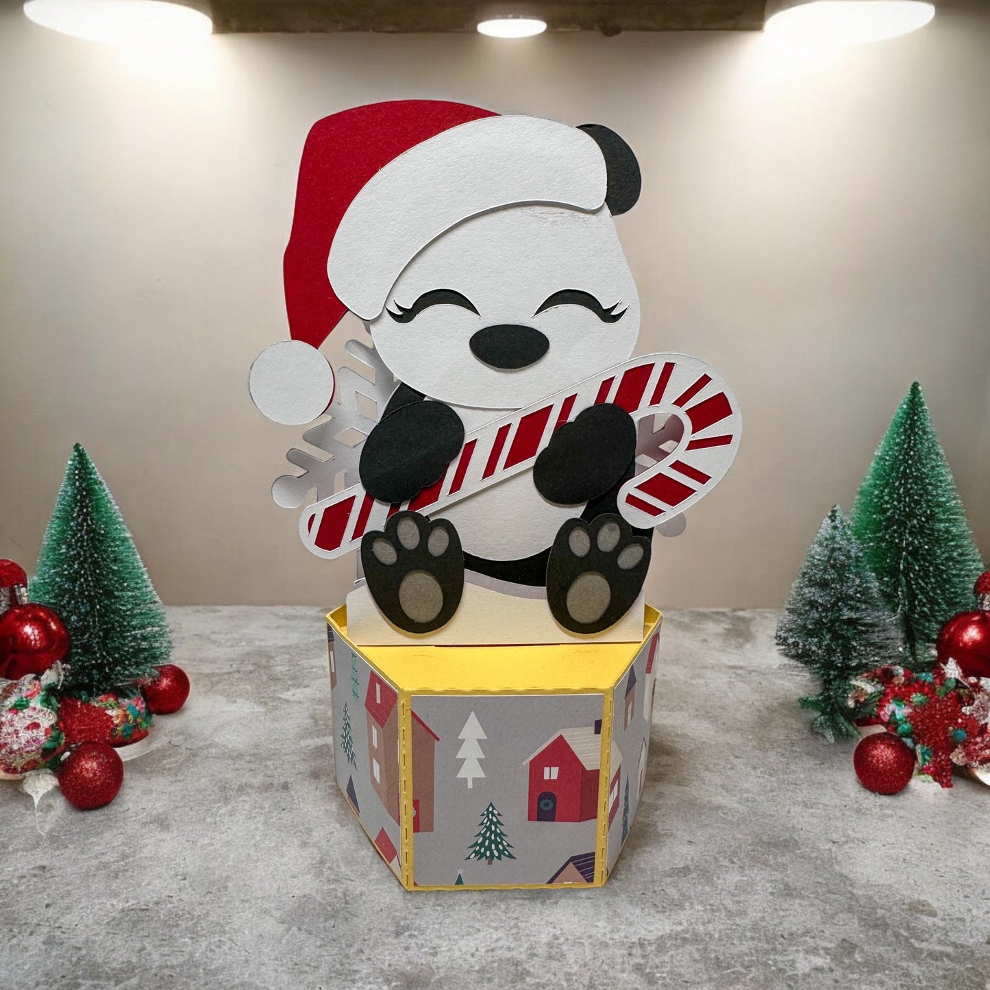 Panda Christmas pop-up card
