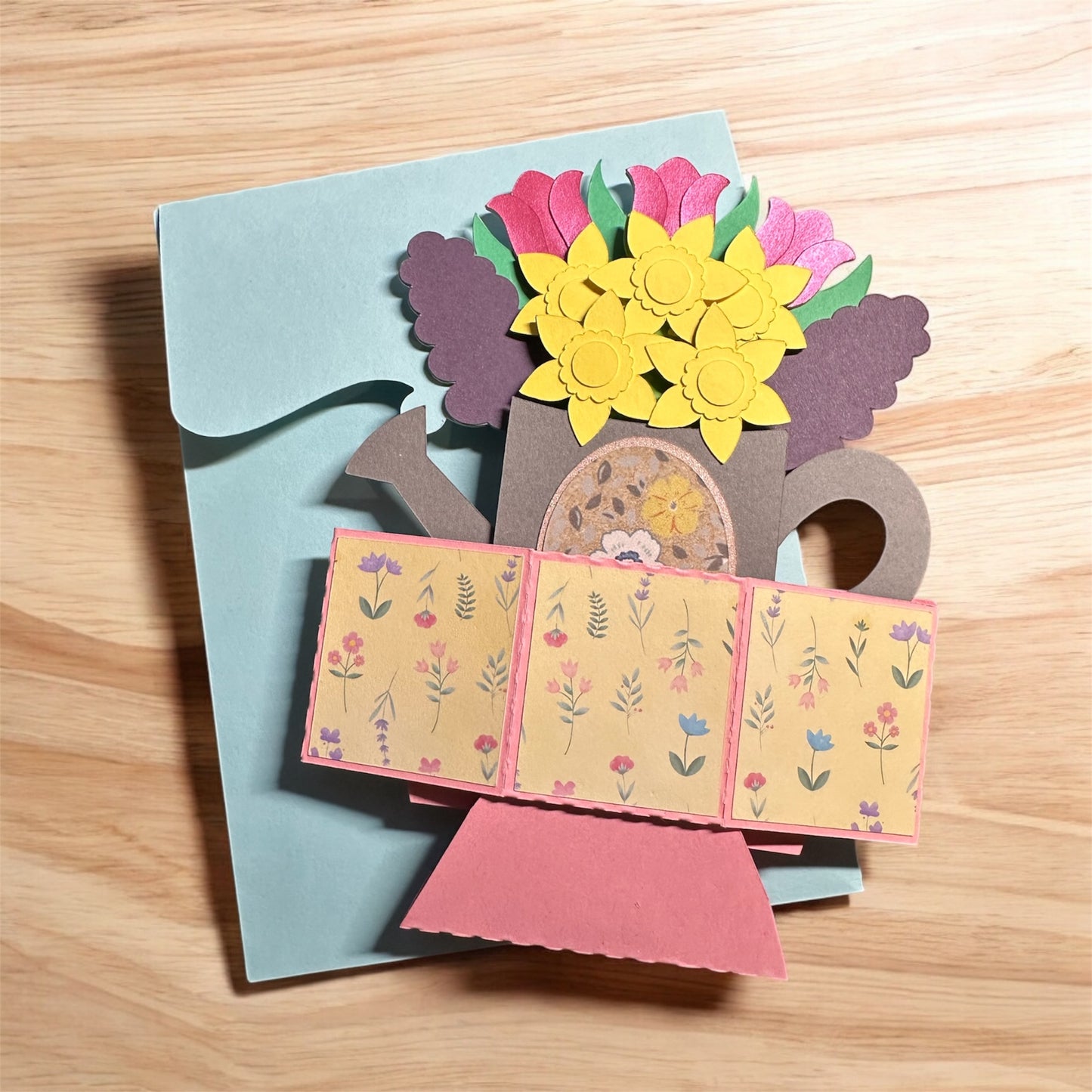 Flower pail pop up card