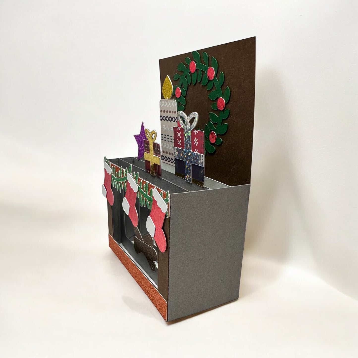 Christmas fireplace box card