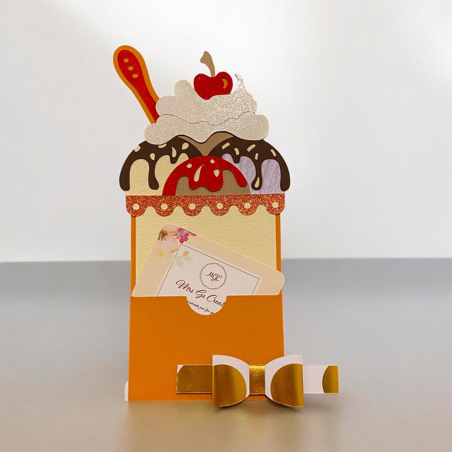 Ice-cream sundae gift card holder